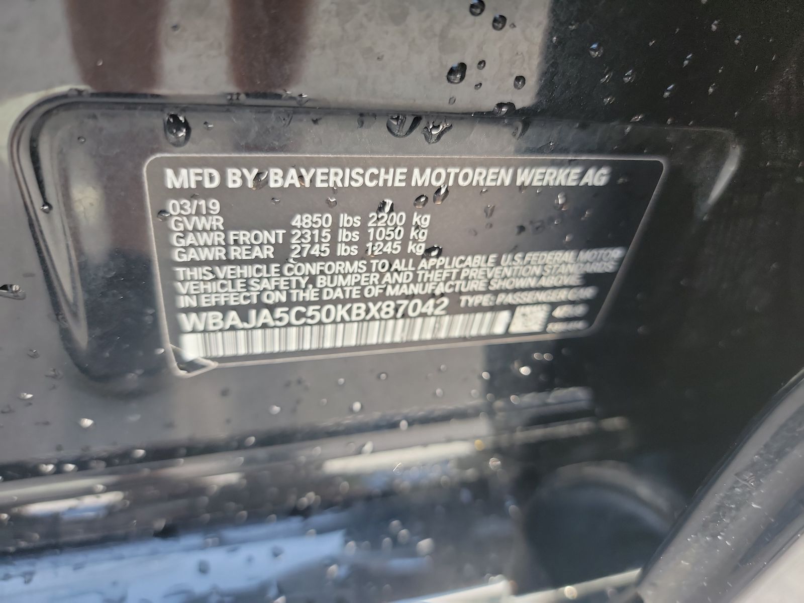 2019 BMW 5 Series 530i RWD