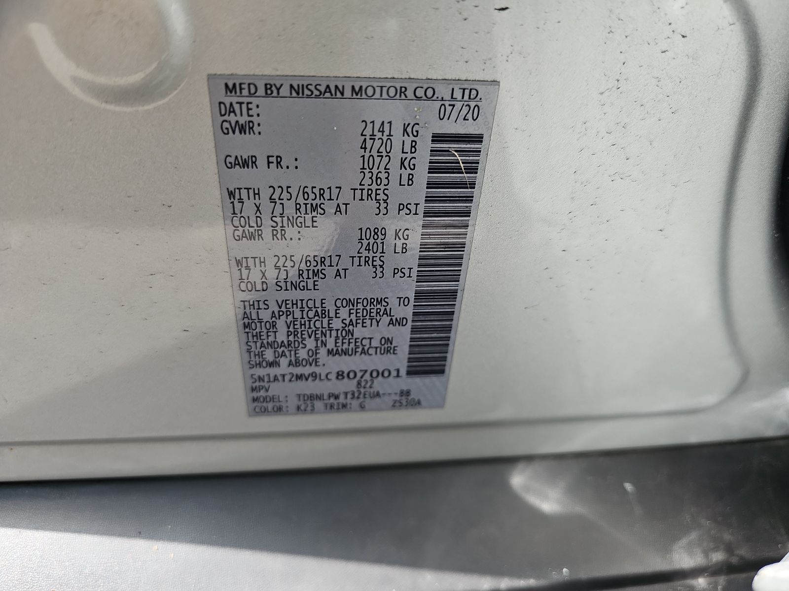 2020 Nissan Rogue S AWD