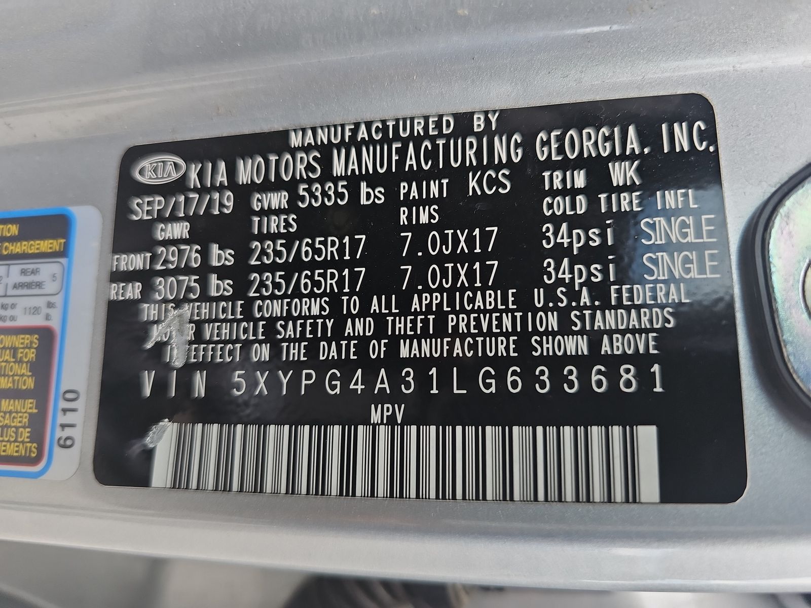 2020 Kia Sorento L FWD