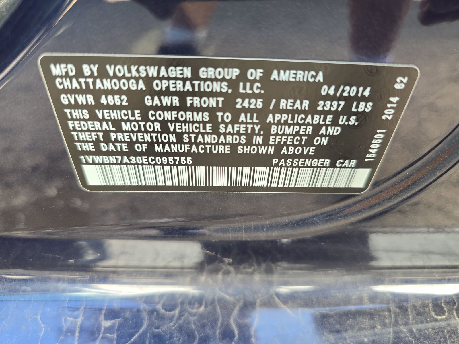 2014 Volkswagen Passat 2.0L TDI SE FWD