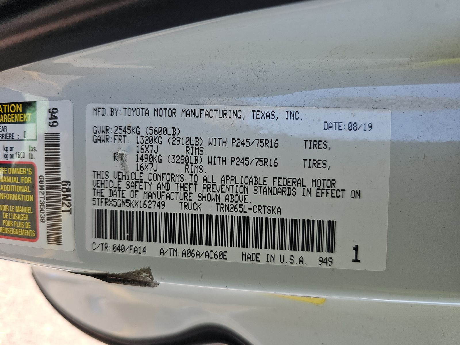 2019 Toyota Tacoma SR RWD