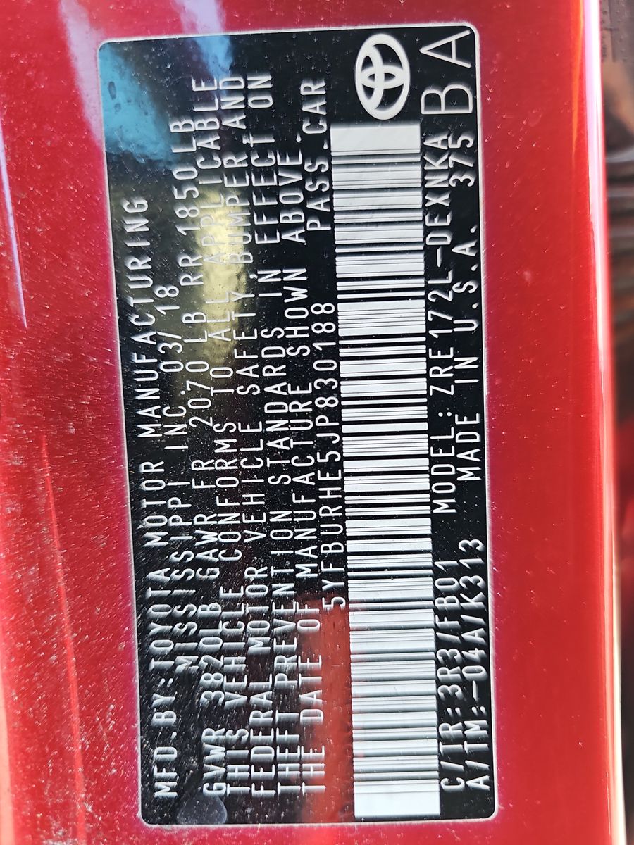 2018 Toyota Corolla LE FWD