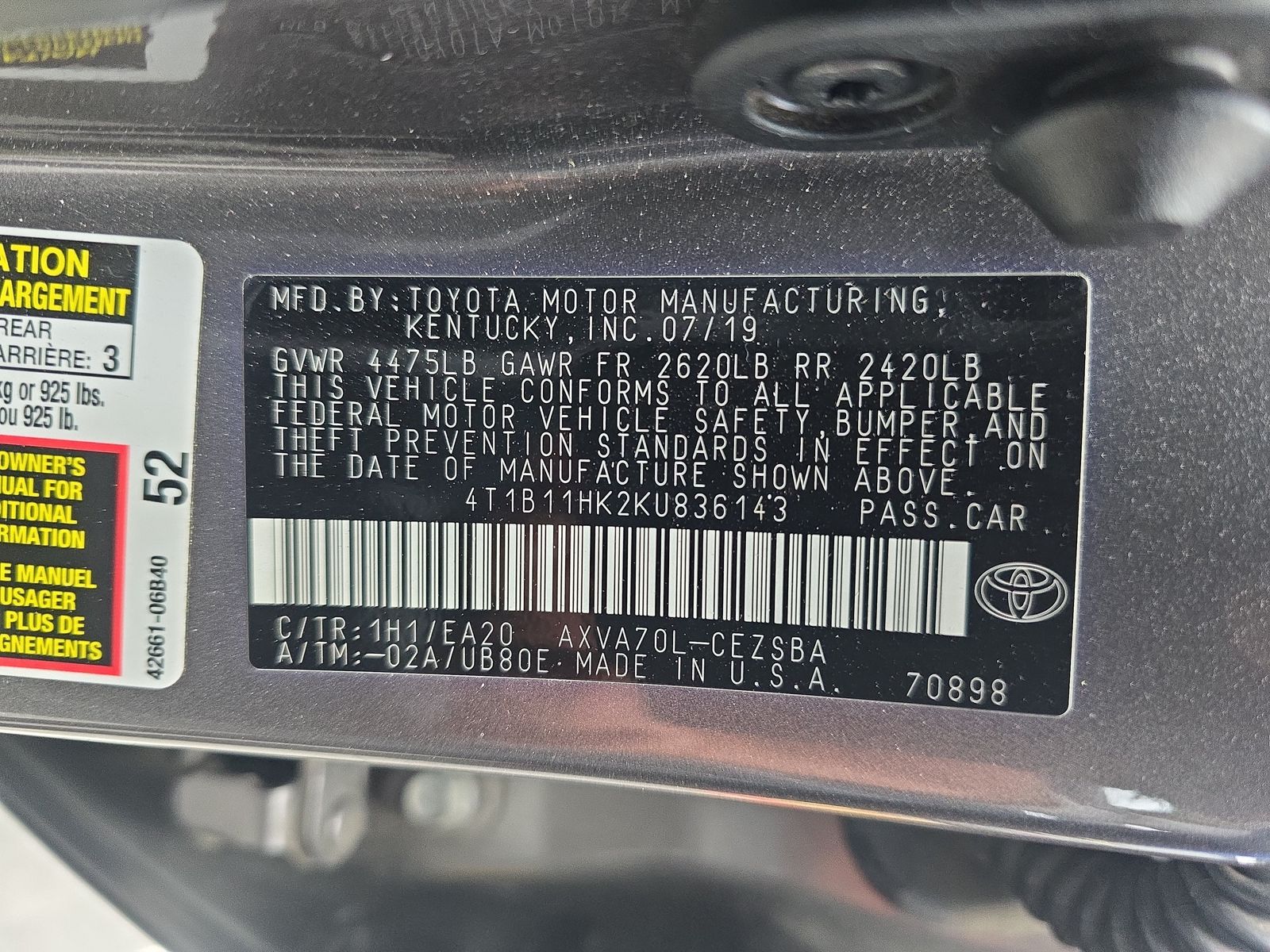 2019 Toyota Camry SE FWD