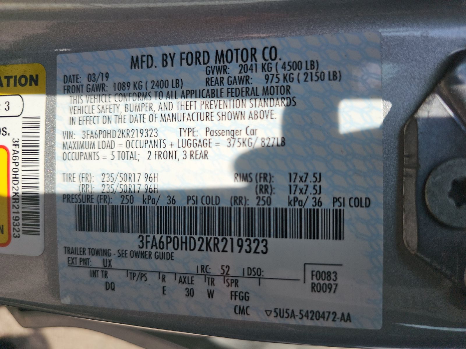 2019 Ford Fusion SE FWD