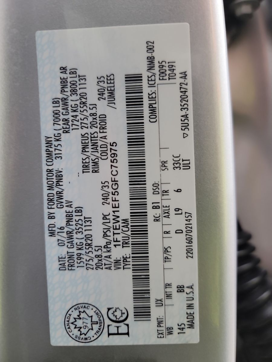 2016 Ford F-150 Platinum AWD