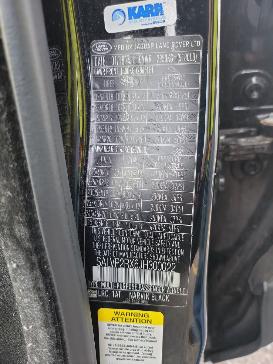 2018 Land Rover Range Rover Evoque SE AWD