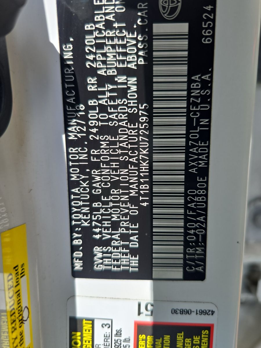 2019 Toyota Camry LE FWD