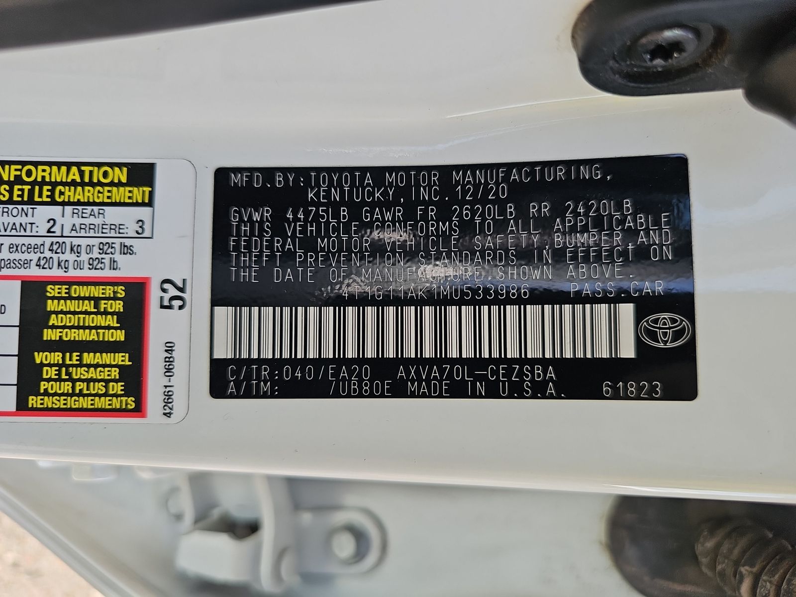 2021 Toyota Camry SE FWD