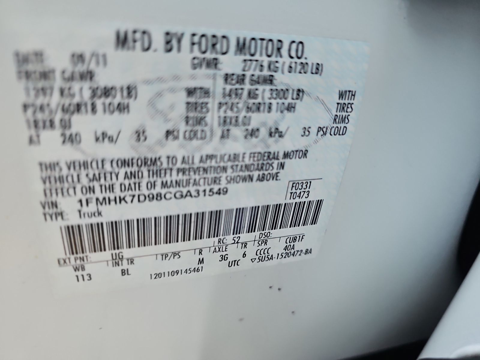 2012 Ford Explorer XLT FWD