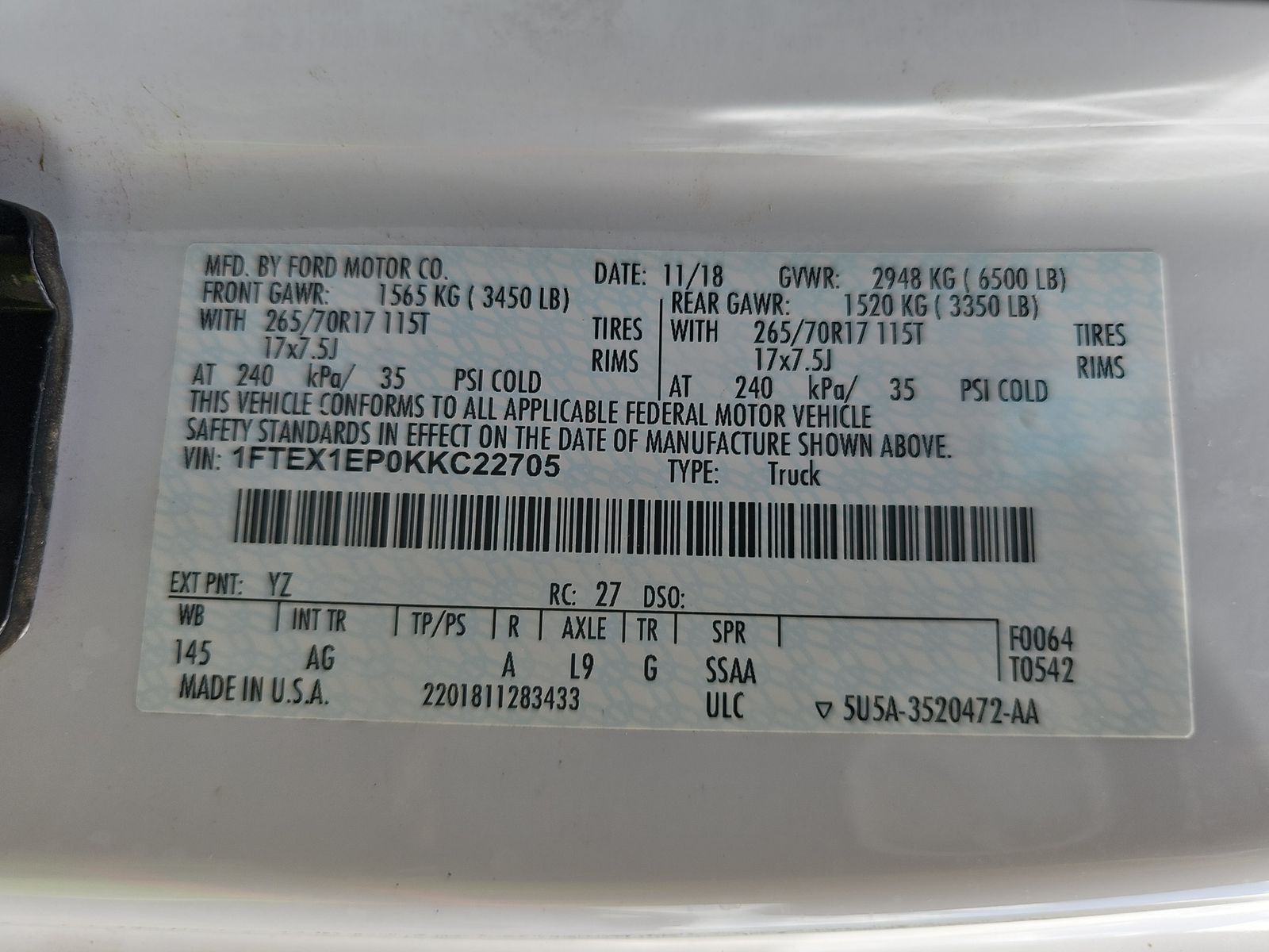 2019 Ford F-150 XL AWD