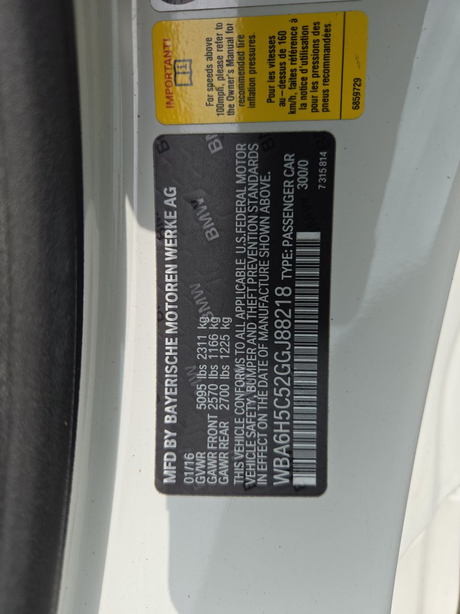 2016 BMW 6 Series 650i FWD