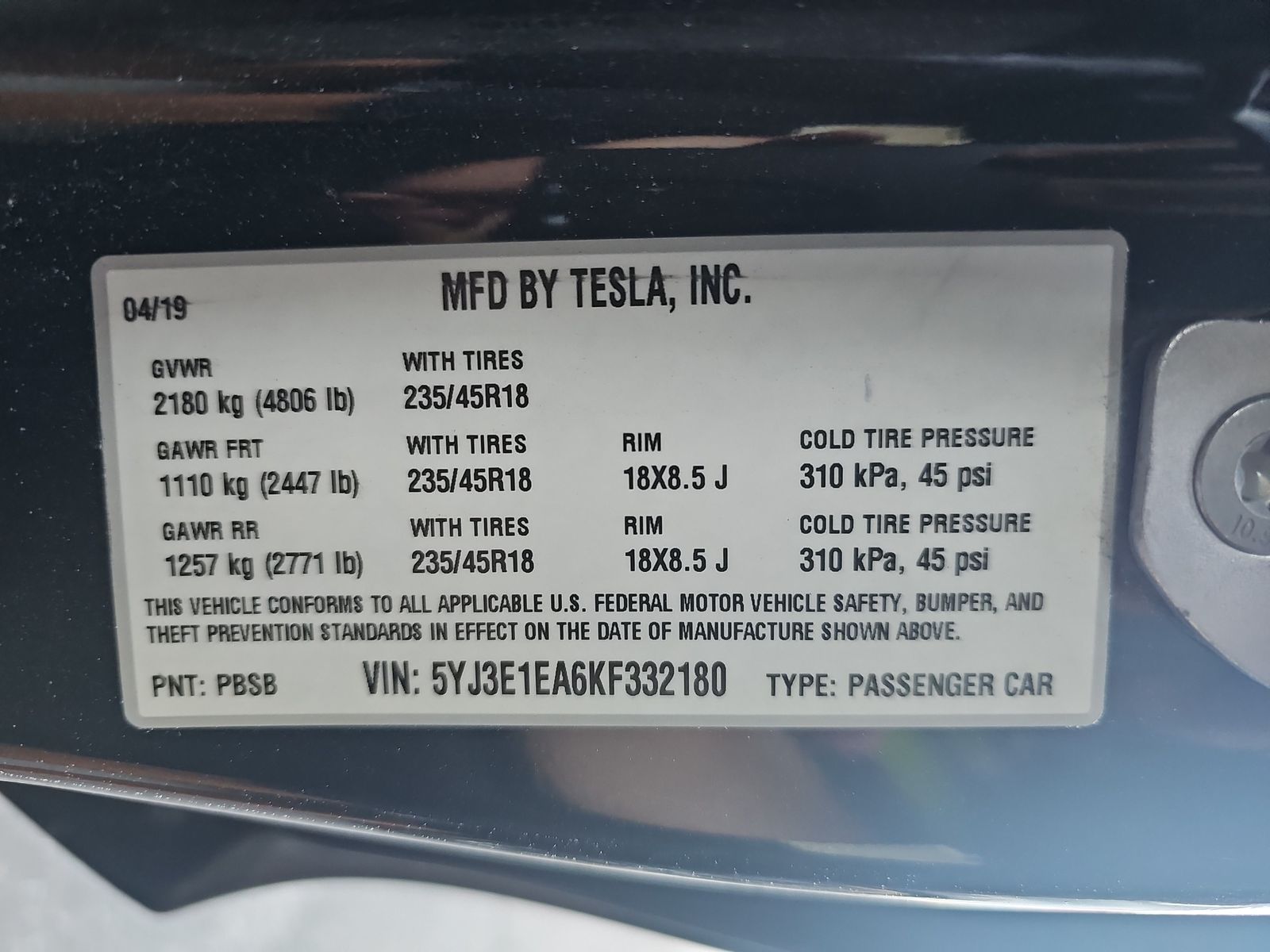 2019 Tesla Model 3 Long Range RWD