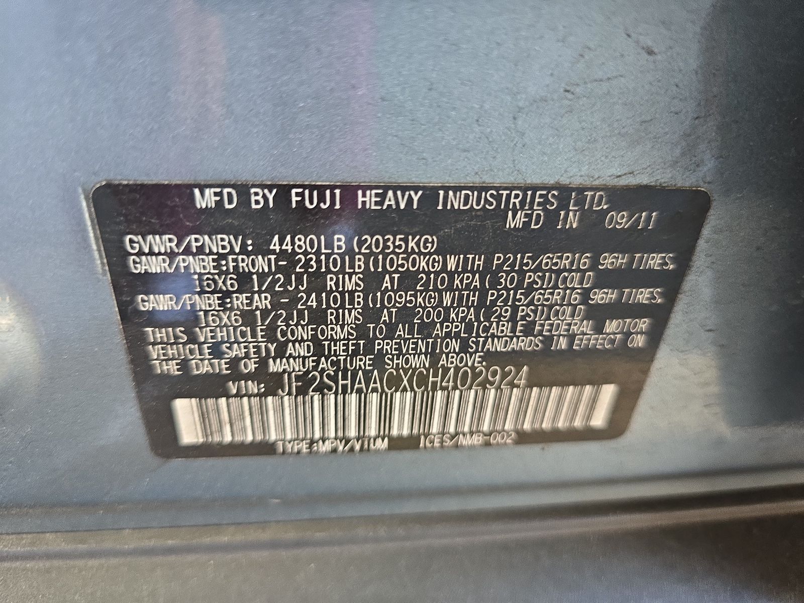 2012 Subaru Forester 2.5X AWD