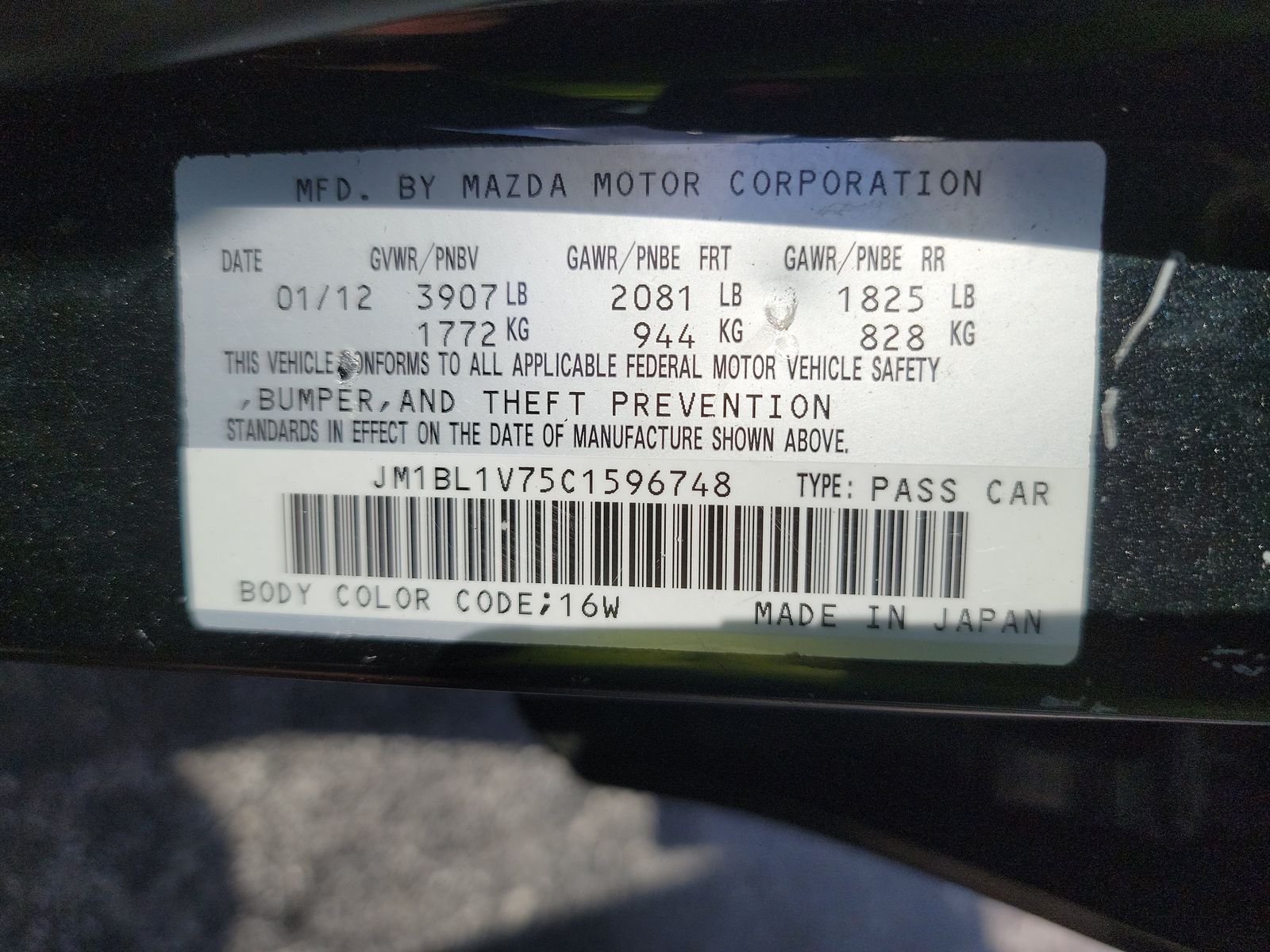 2012 MAZDA MAZDA3 i Touring FWD