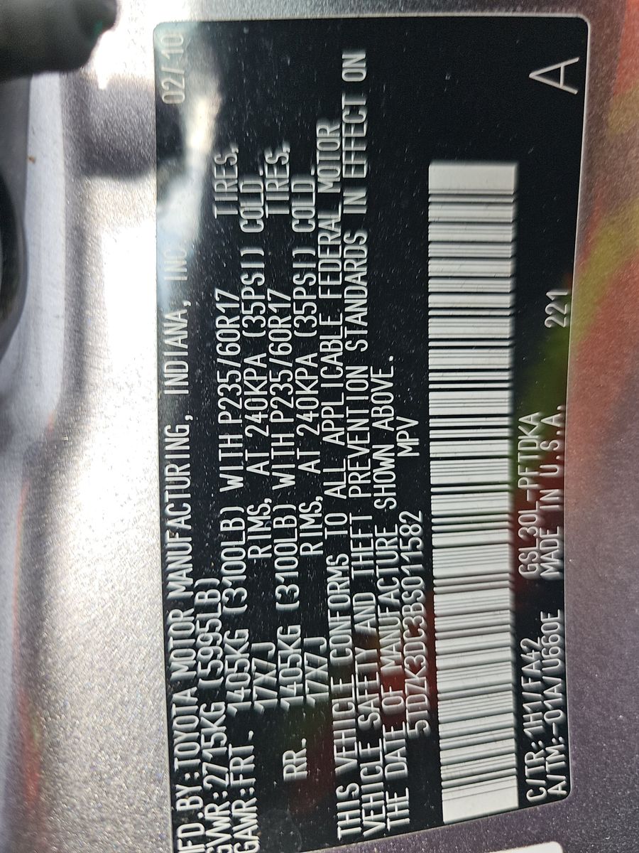 2011 Toyota Sienna Base FWD