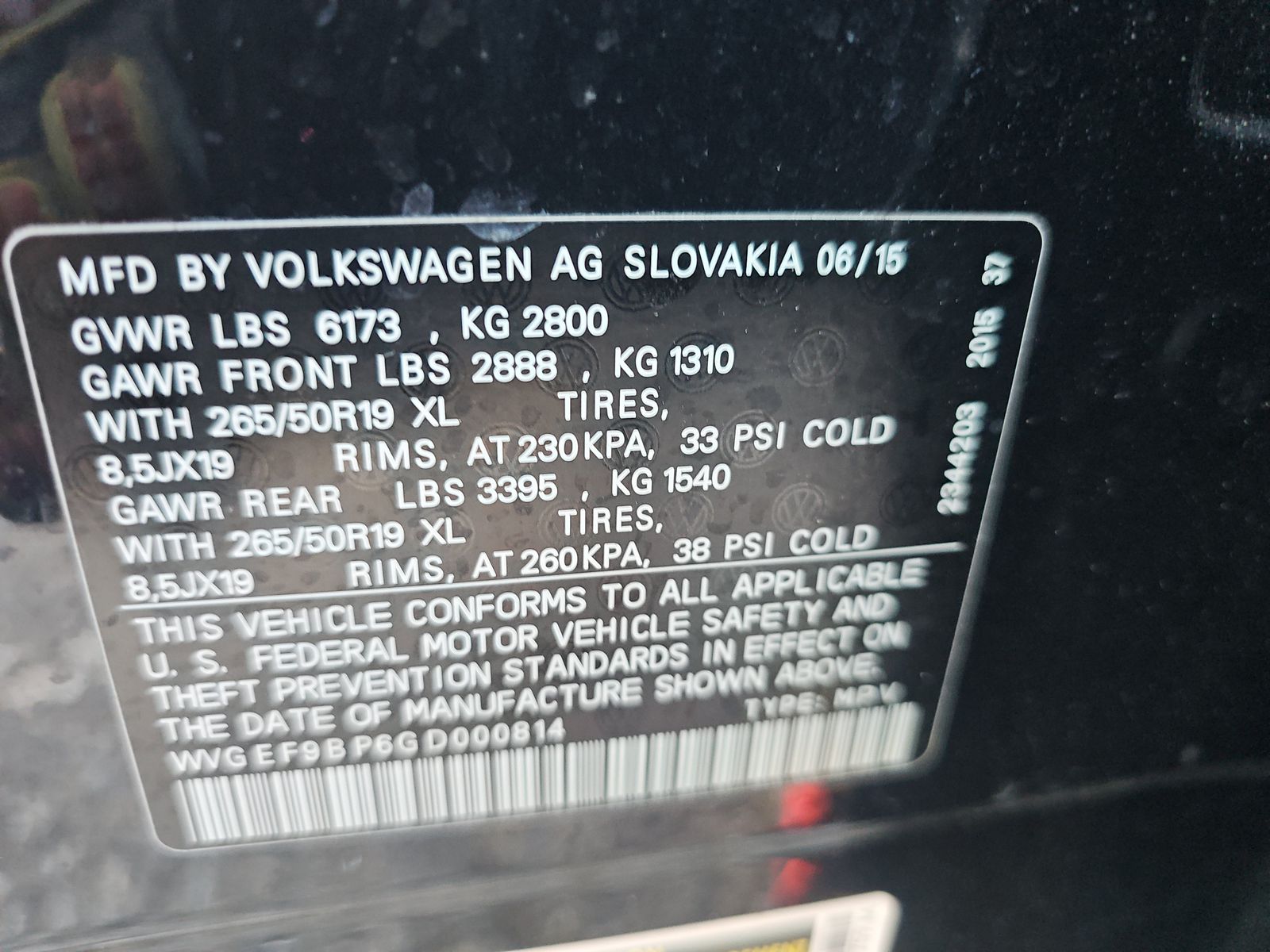 2016 Volkswagen Touareg 3.6L Lux AWD