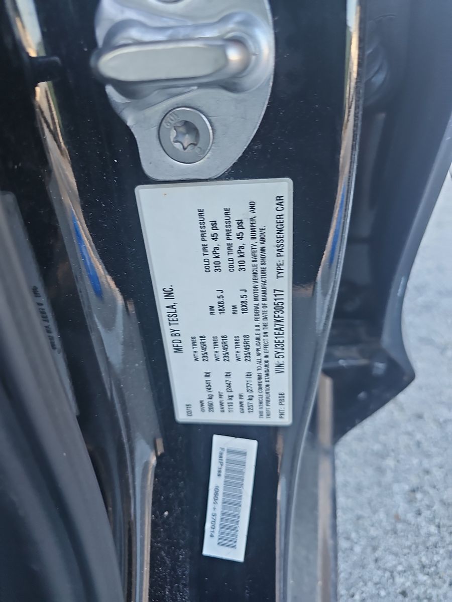 2019 Tesla Model 3 Standard Range Plus RWD