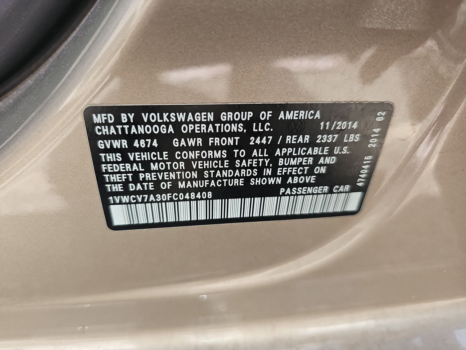 2015 Volkswagen Passat 2.0L TDI SEL Premium FWD