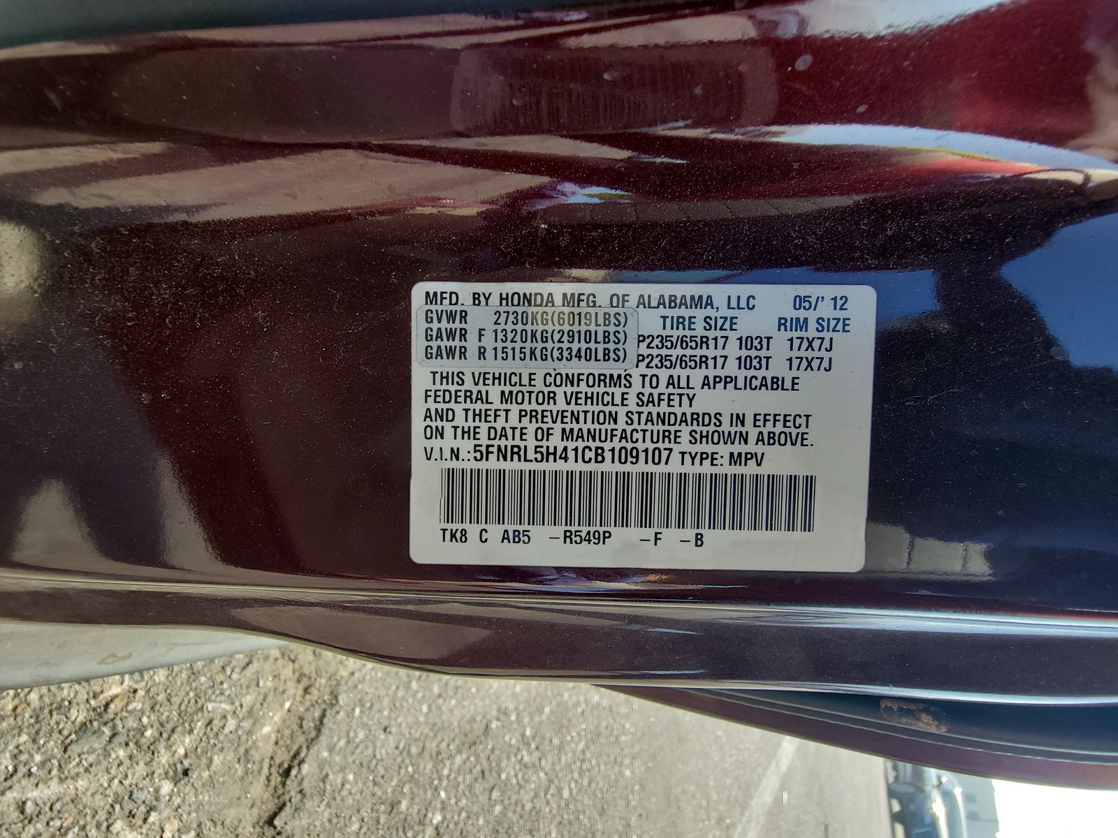 2012 Honda Odyssey EX FWD