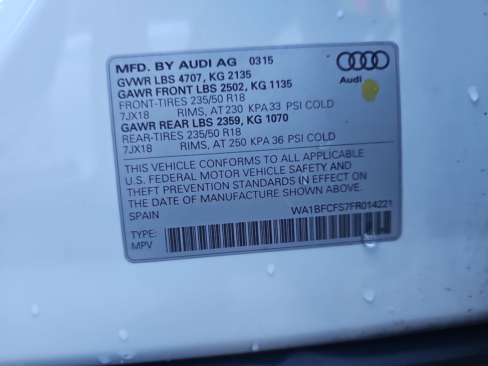 2015 Audi Q3 2.0T Premium Plus FWD