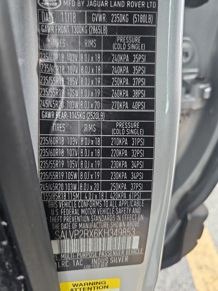 2019 Land Rover Range Rover Evoque SE Premium AWD