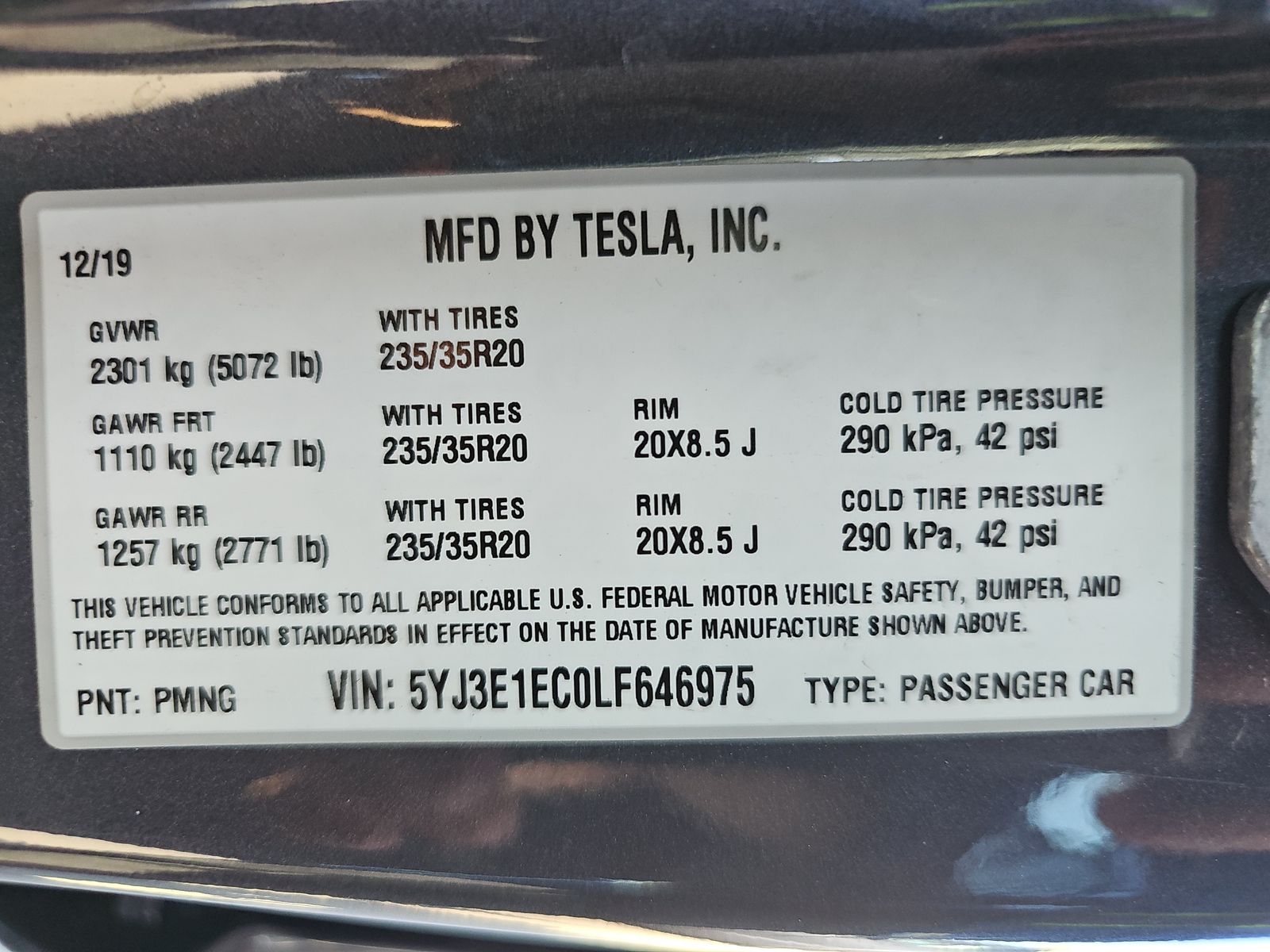 2020 Tesla Model 3 Performance AWD