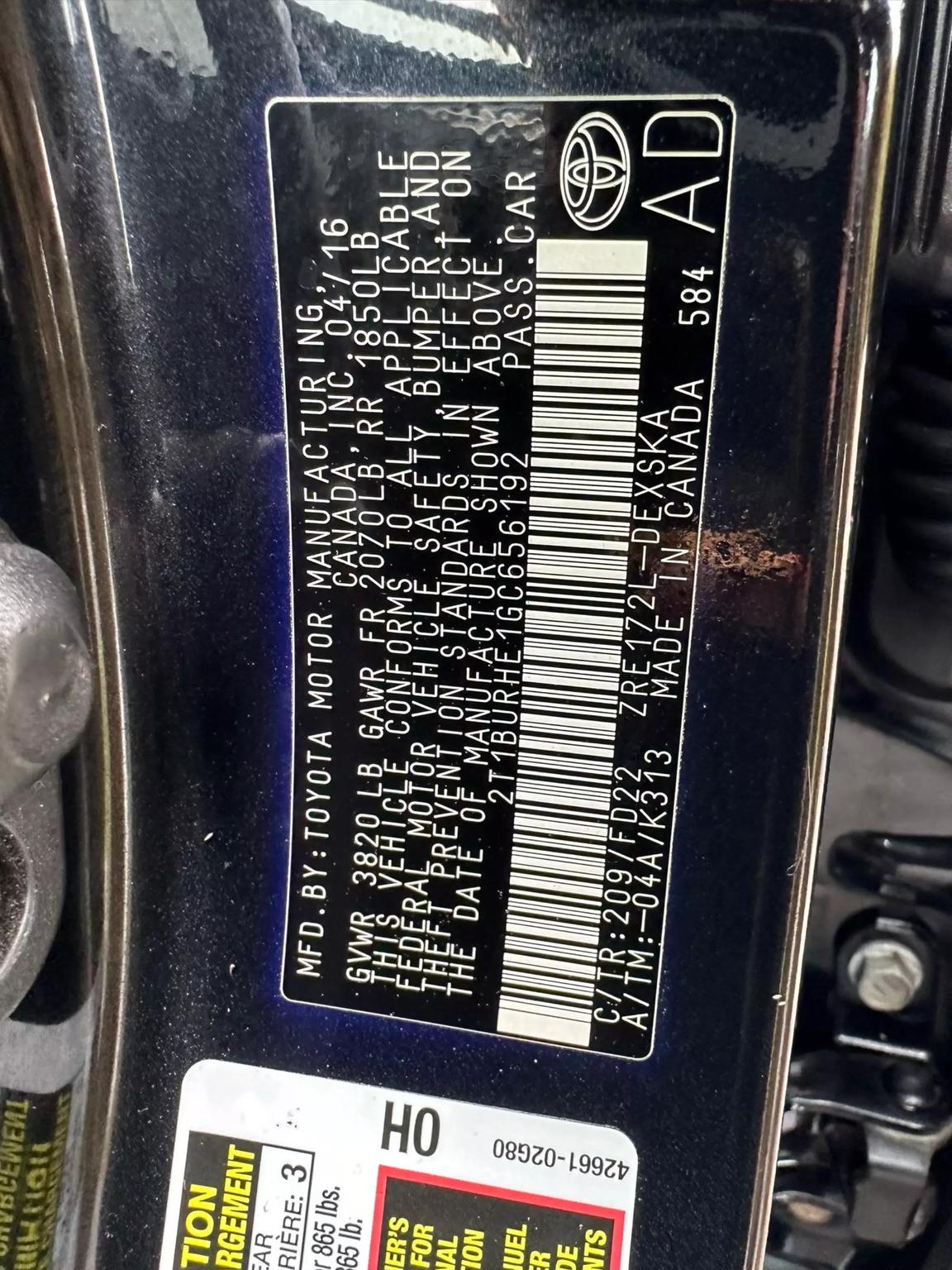 2016 Toyota Corolla S Plus FWD