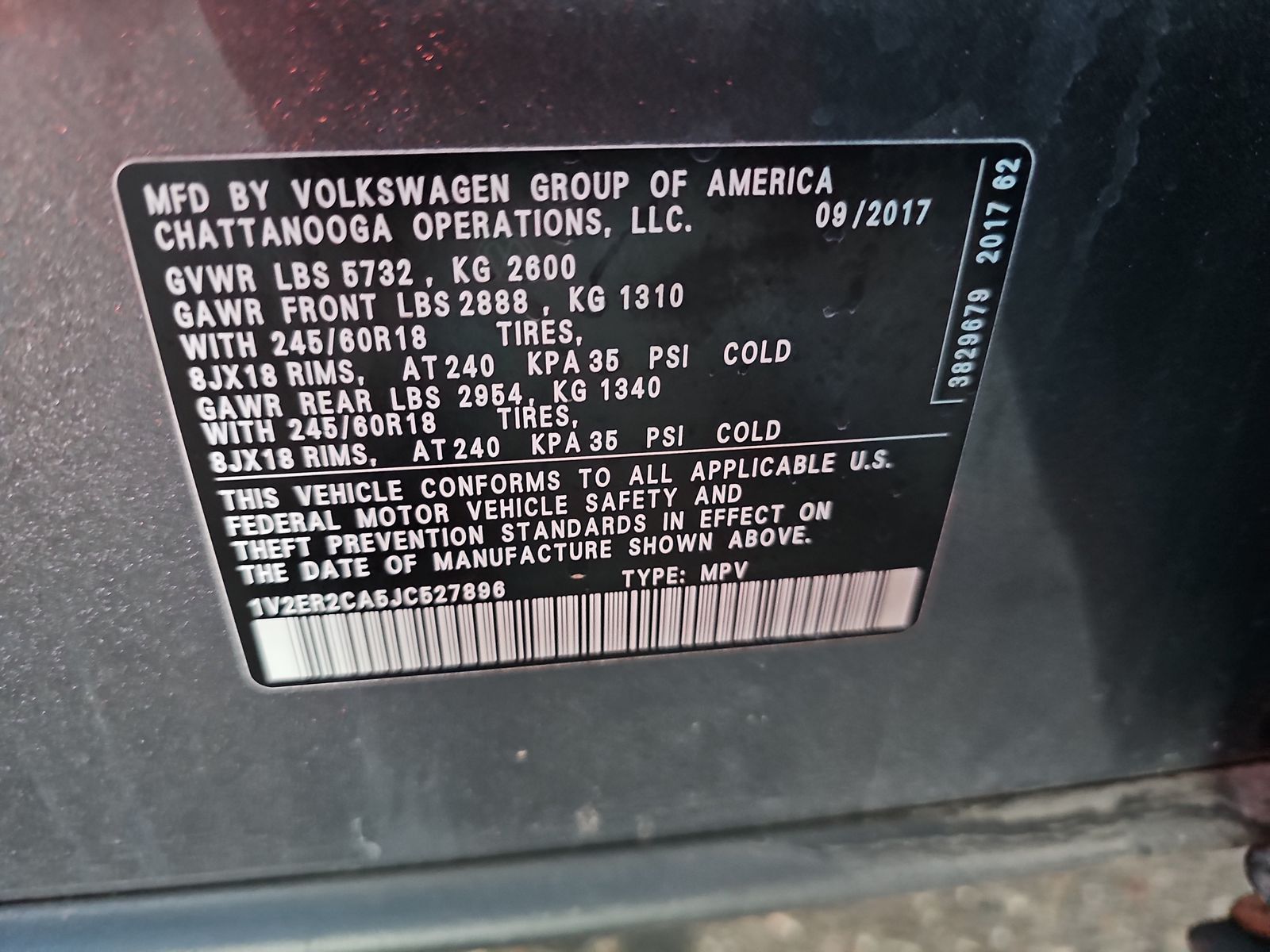 2018 Volkswagen Atlas 3.6L SEL FWD