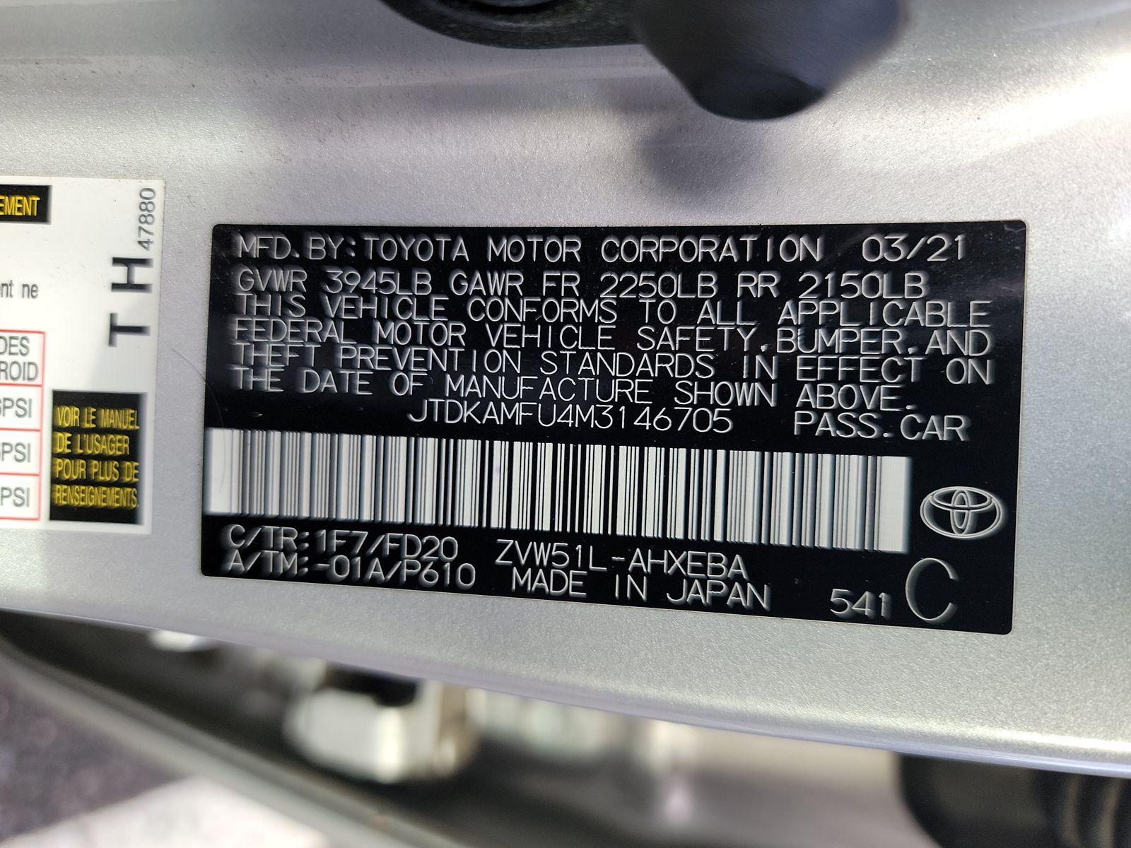 2021 Toyota Prius LE FWD