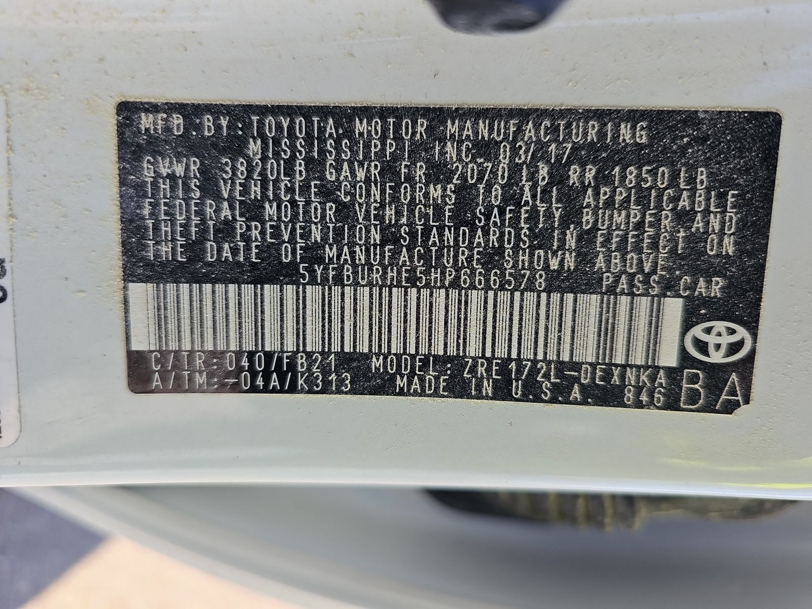 2017 Toyota Corolla LE FWD