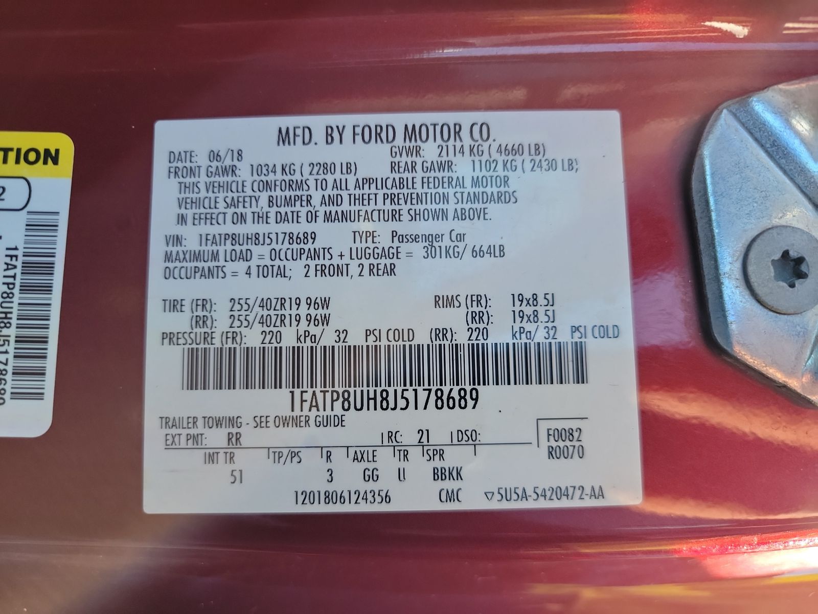 2018 Ford Mustang EcoBoost Premium RWD
