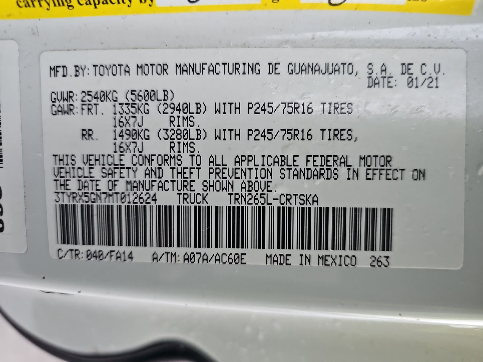 2021 Toyota Tacoma SR RWD