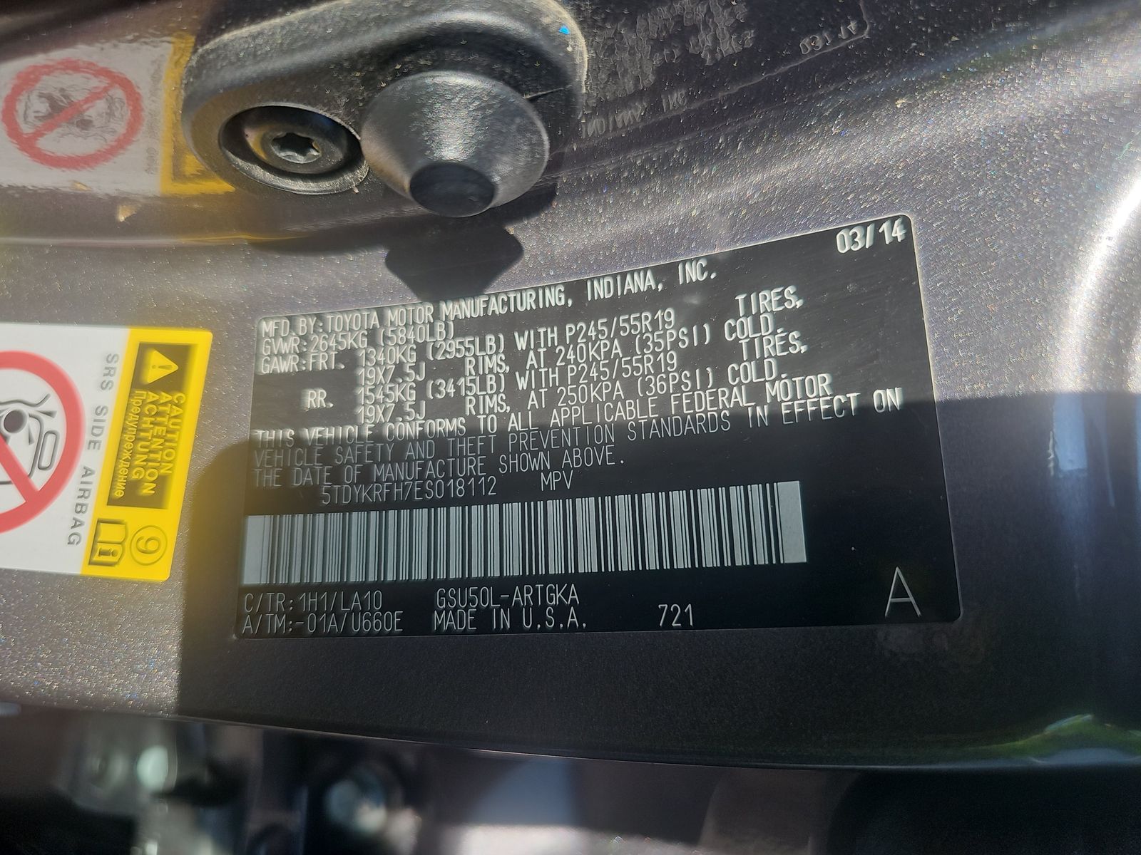 2014 Toyota Highlander Limited Platinum FWD