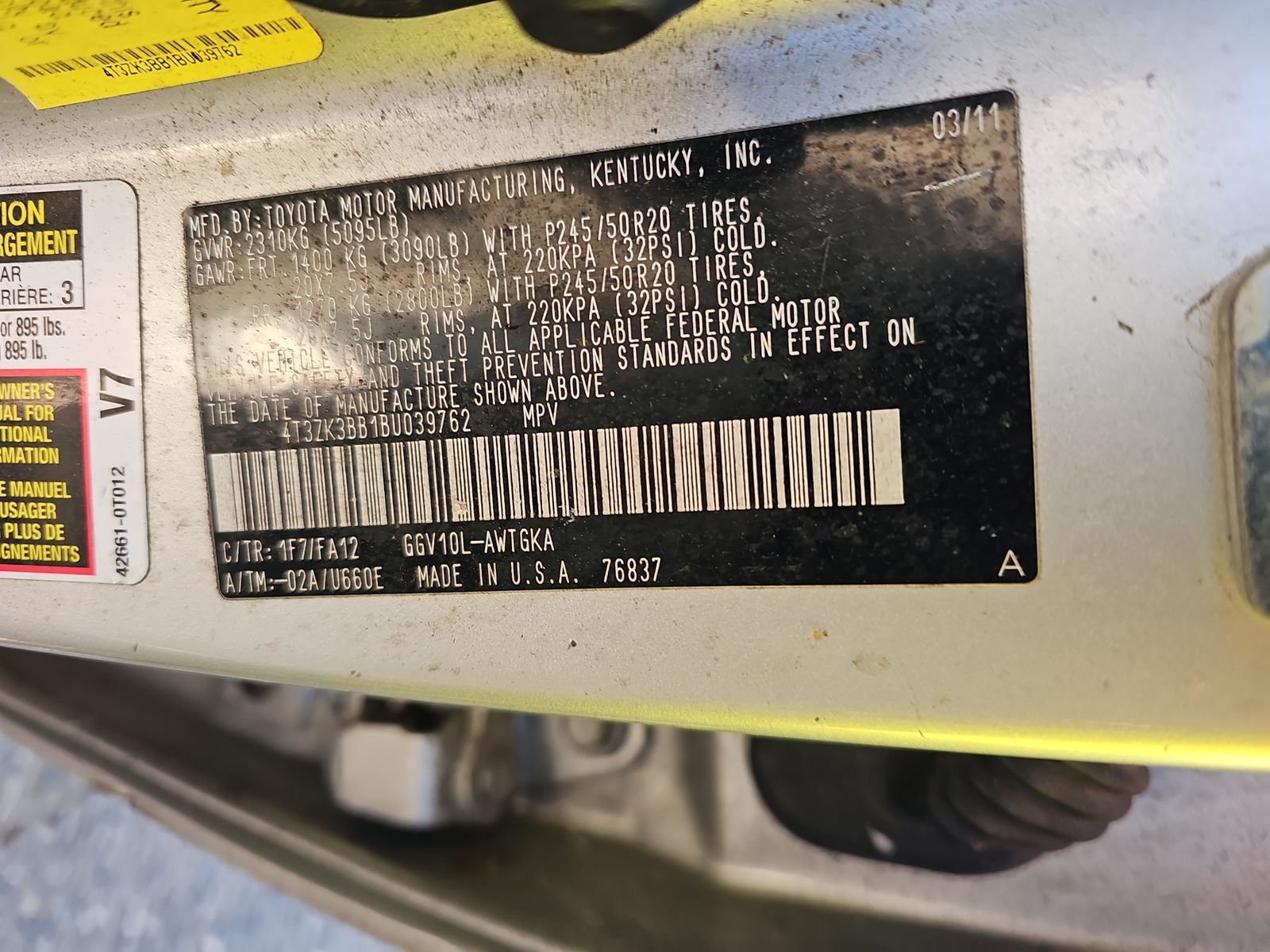 2011 Toyota Venza Base FWD