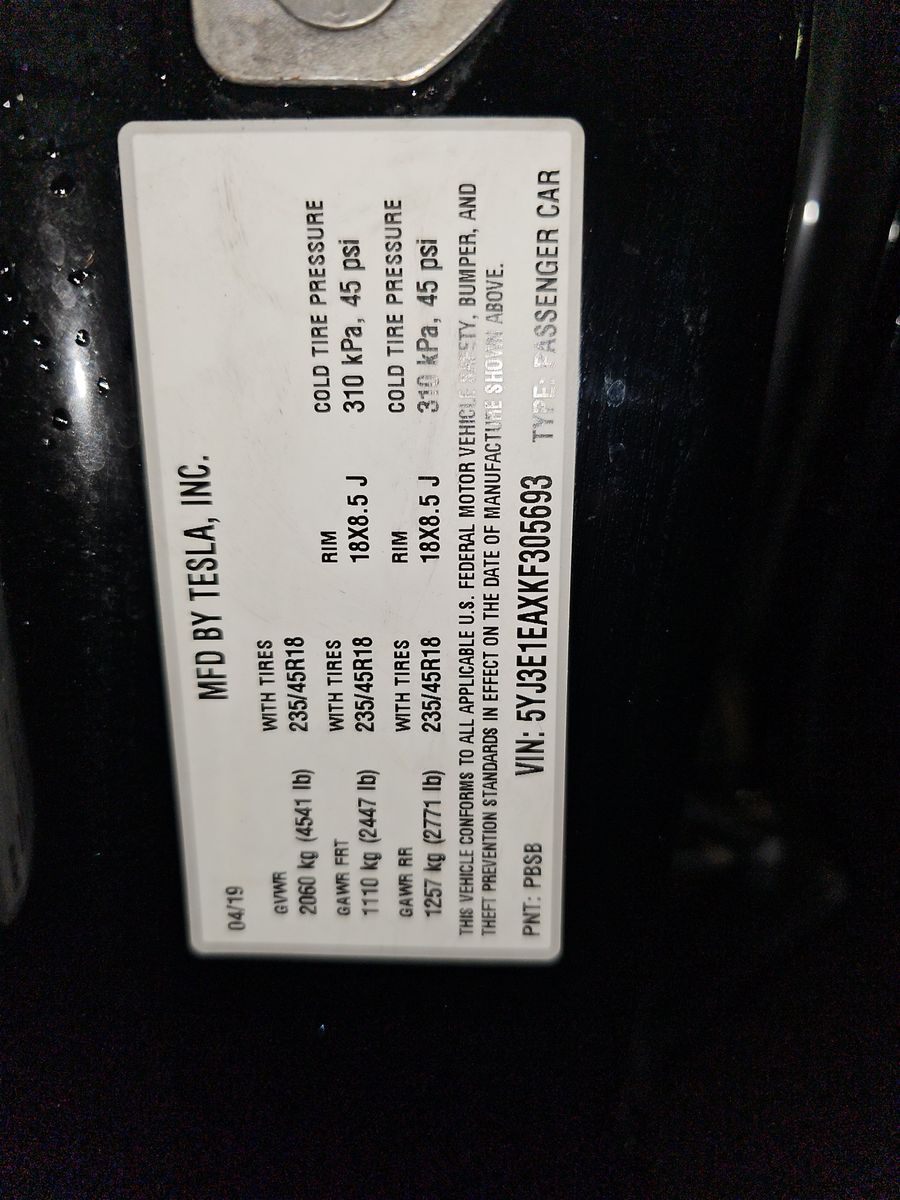2019 Tesla Model 3 Standard Range Plus FWD