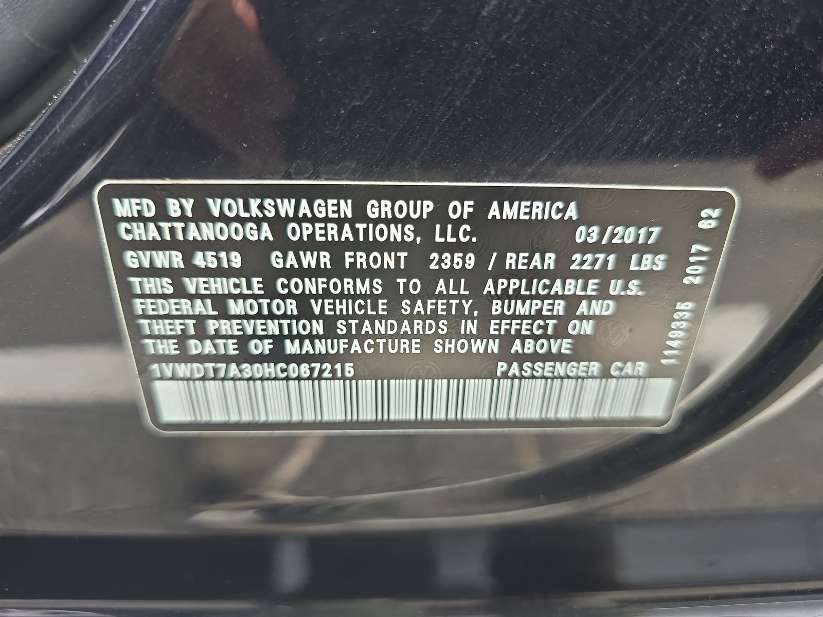 2017 Volkswagen Passat 1.8T R-Line FWD