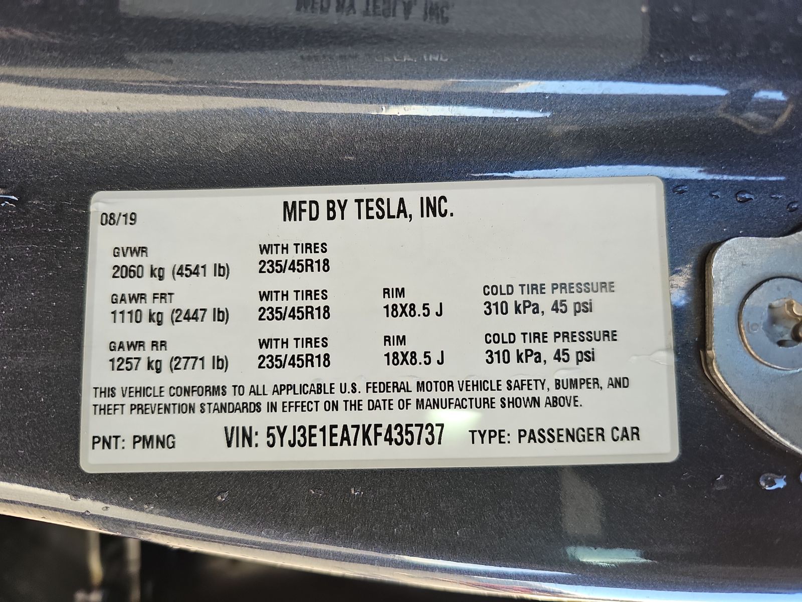 2019 Tesla Model 3 Standard Range Plus RWD