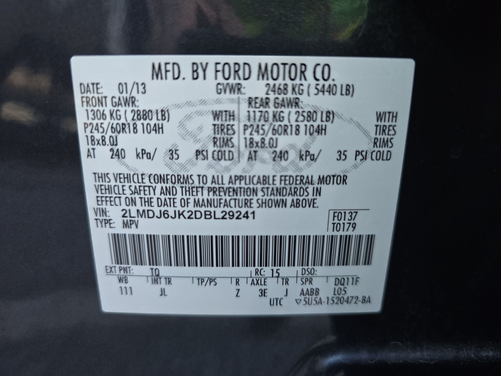 2013 Lincoln MKX Base FWD