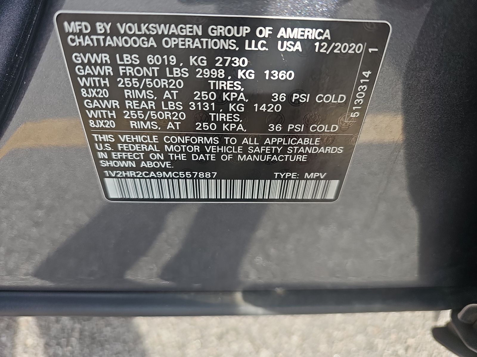 2021 Volkswagen Atlas 3.6L SE AWD