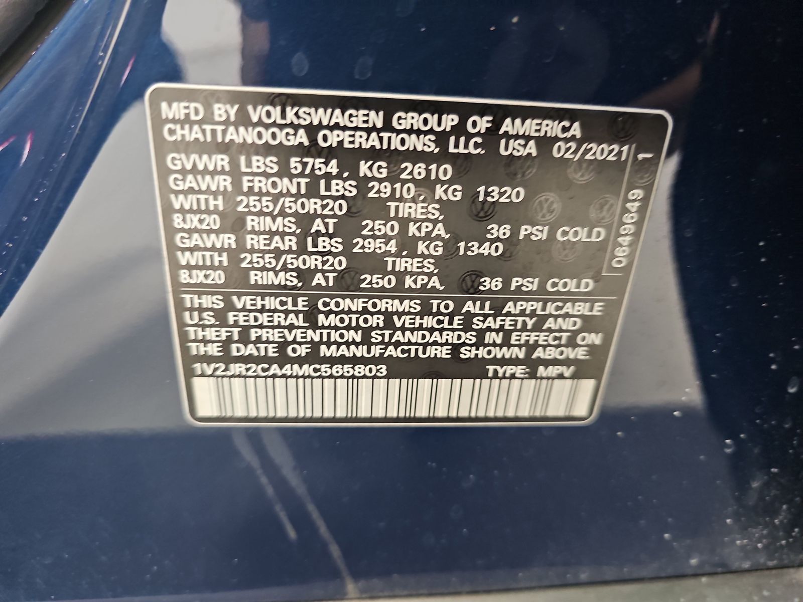 2021 Volkswagen Atlas 3.6L SE FWD