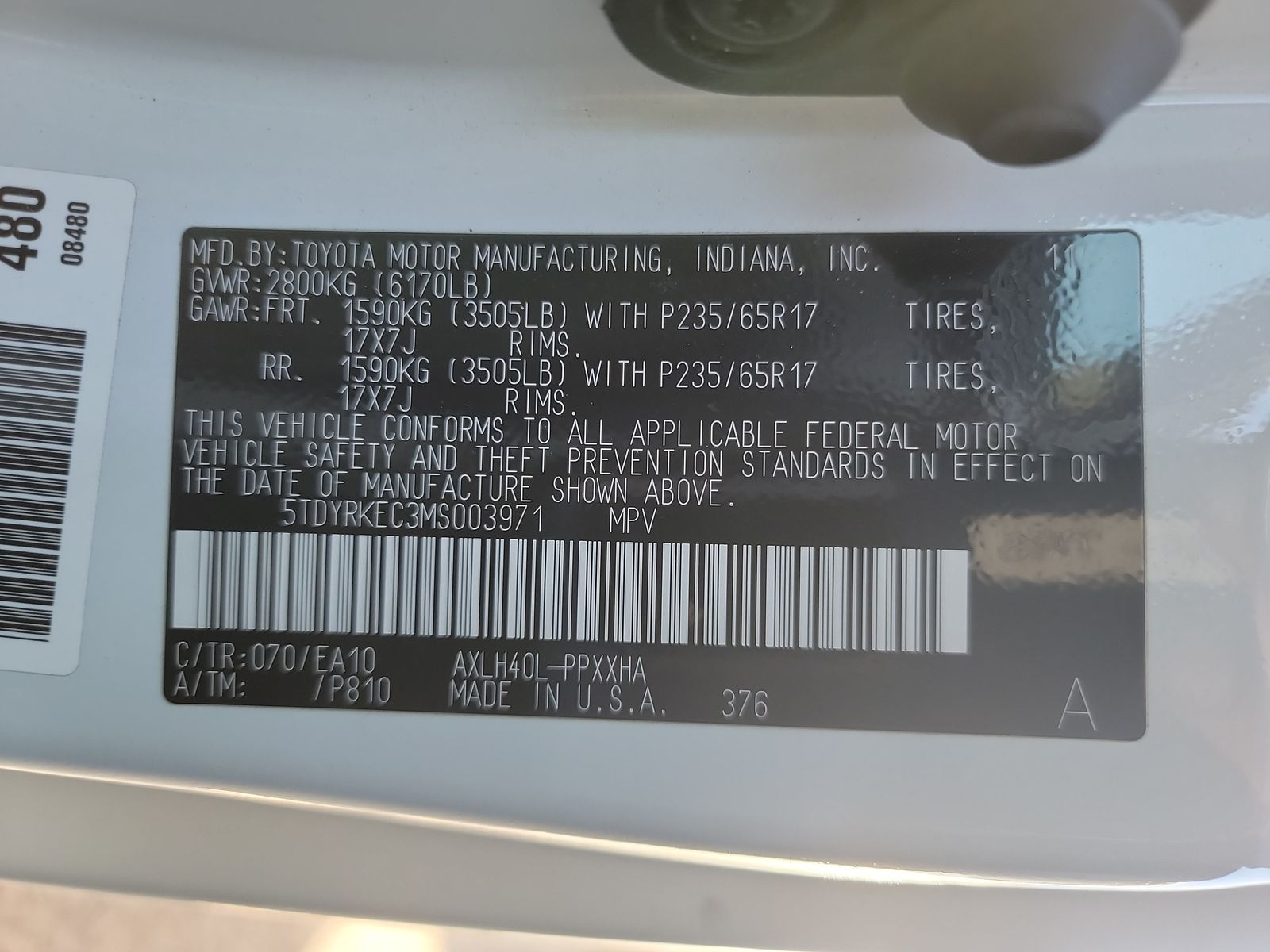 2021 Toyota Sienna XLE FWD