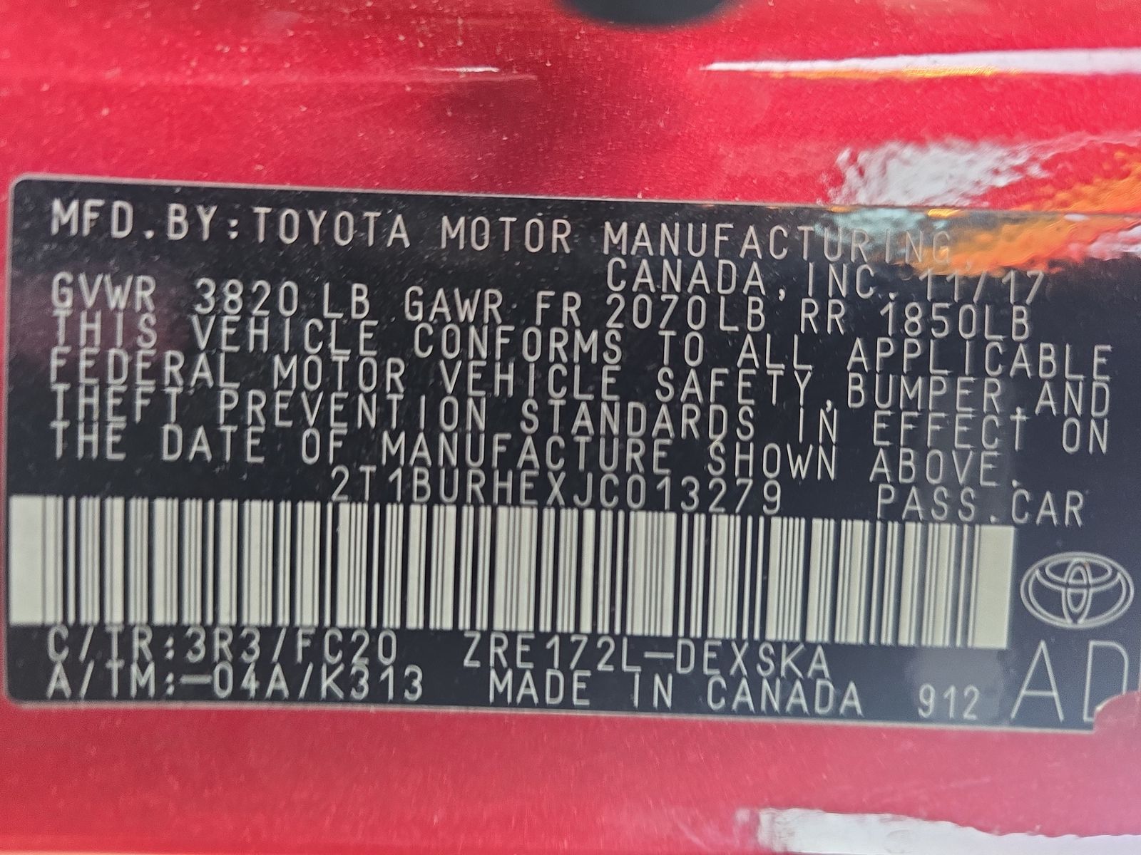 2018 Toyota Corolla SE FWD