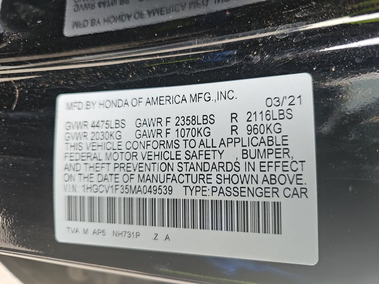 2021 Honda Accord Sport FWD