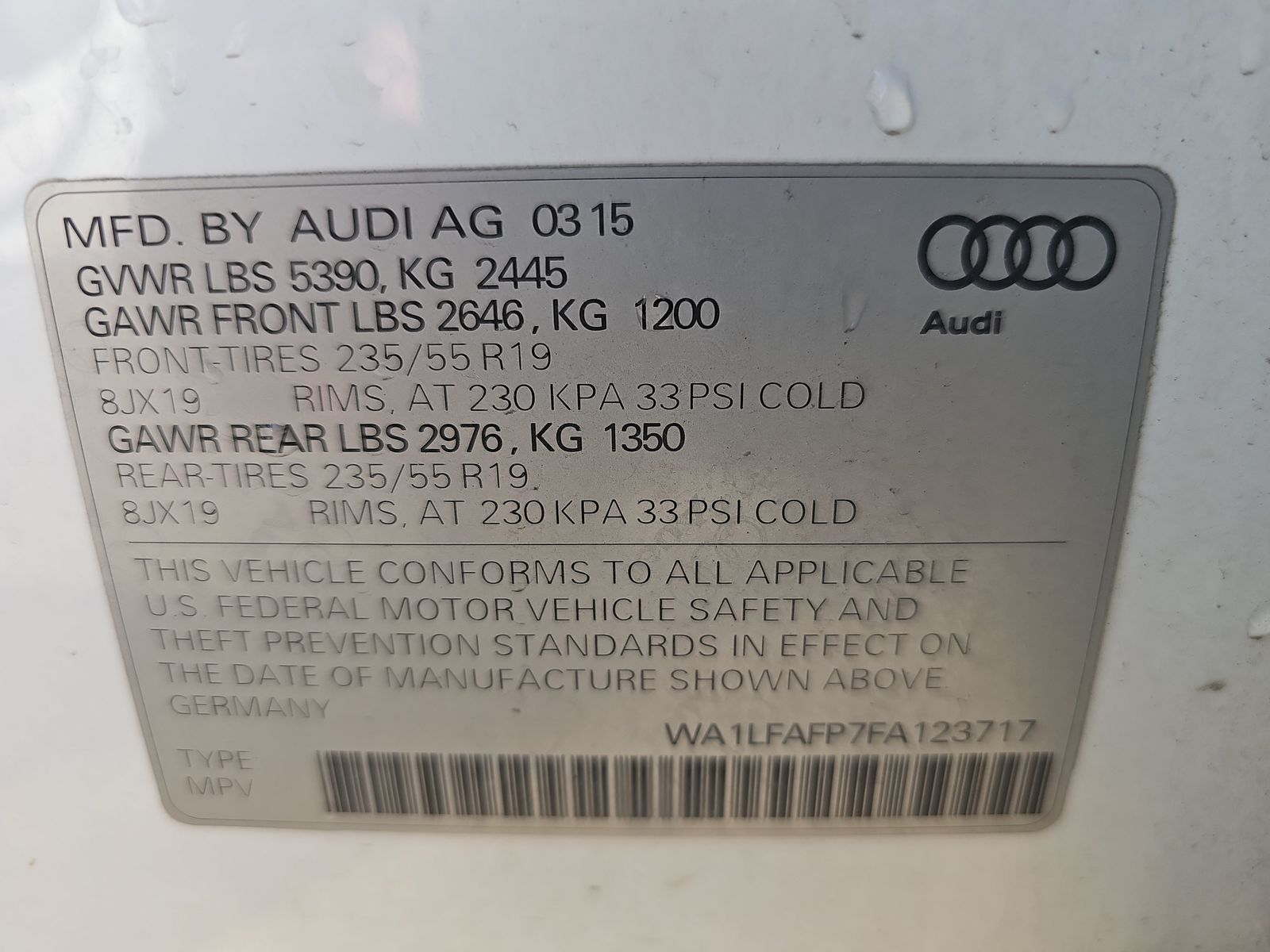 2015 Audi Q5 2.0T Premium Plus AWD