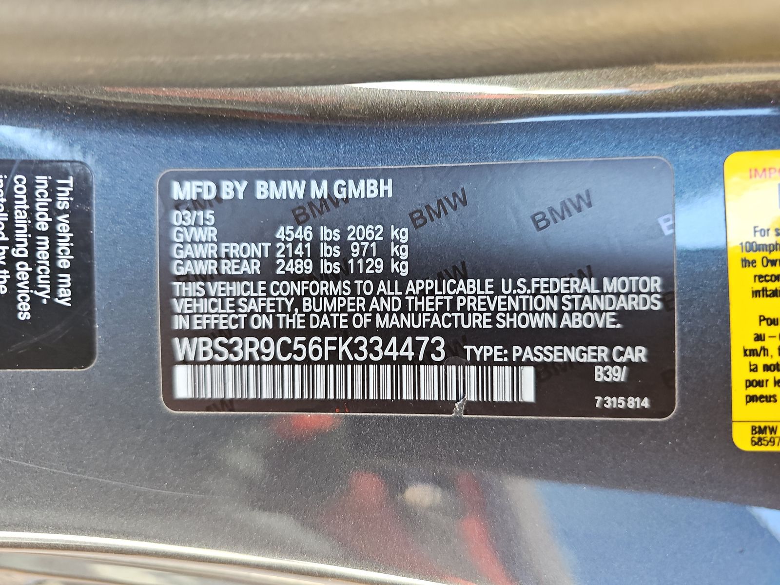 2015 BMW M4 Base RWD