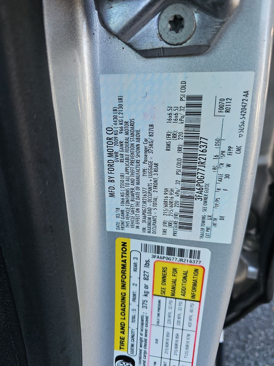 2018 Ford Fusion S FWD