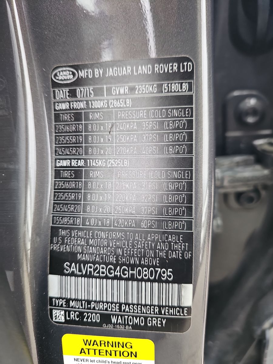 2016 Land Rover Range Rover Evoque HSE AWD