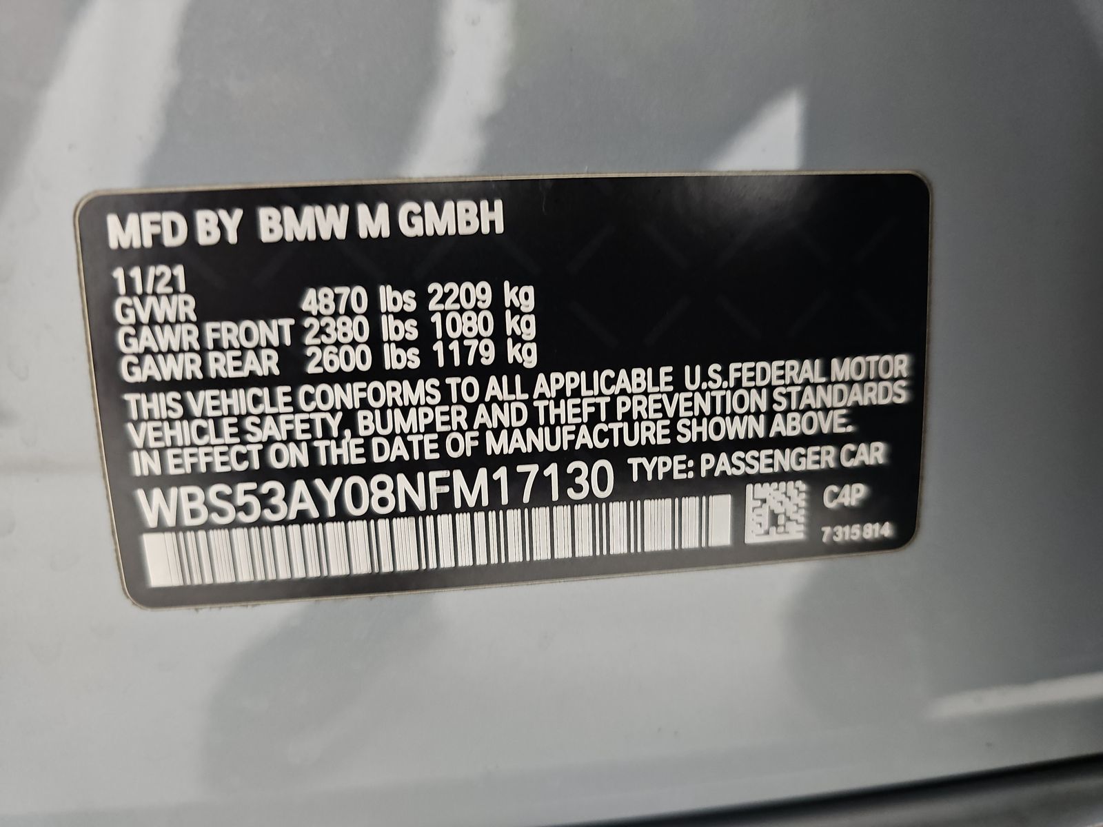 2022 BMW M3 Base RWD