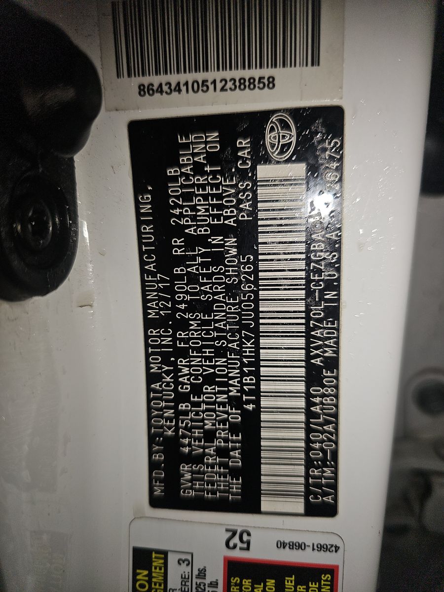 2018 Toyota Camry XLE FWD
