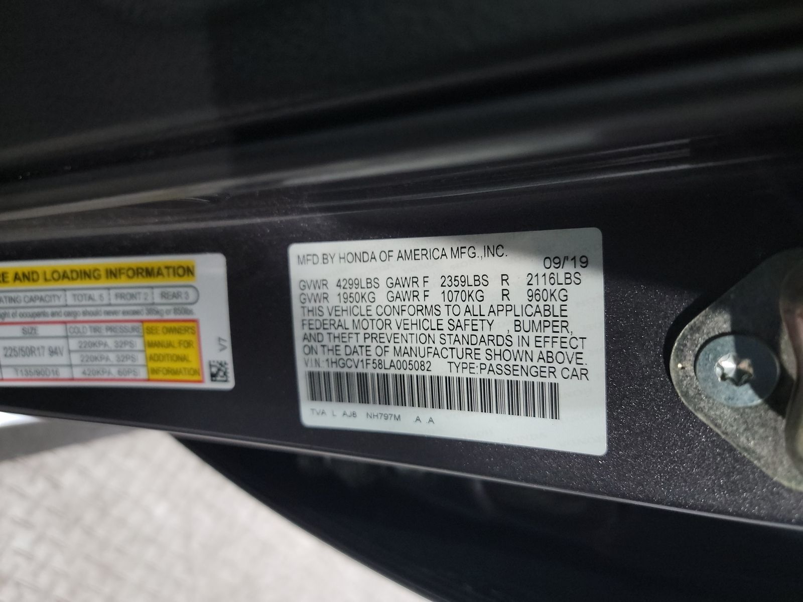 2020 Honda Accord EX-L FWD